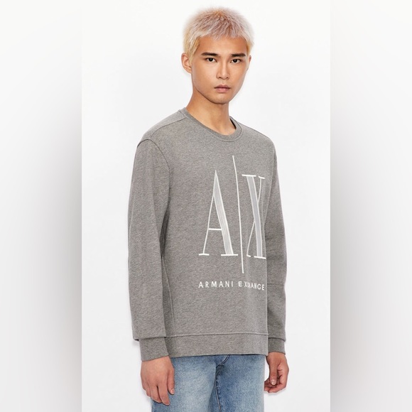 ARMANI EXCHANGE ICON LOGO SWEATSHIRT GRAY - Picture 2 of 5
